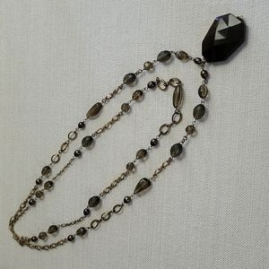 Green & goldtone double-strand necklace